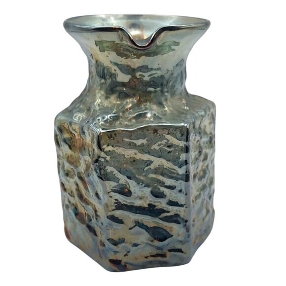 Antique Handblown Carnival Glass Gold Nugget Hexagonal Pitcher Marigold Handle - Picture 2 of 7